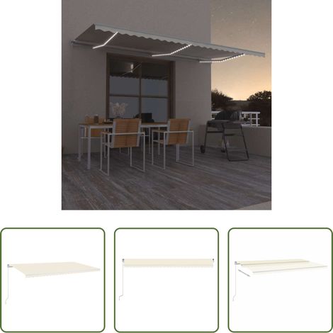 Sonnenschutz -  Markise Manuell Einziehbar mit LED 600x300 cm Creme (1/5)