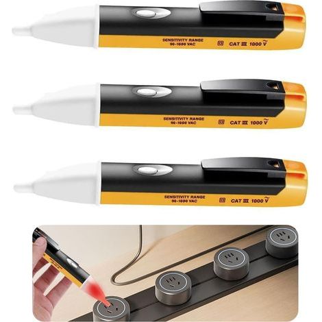 Ensemble de 3 détecteurs de tension sans contact, stylos de test électrique, sondes de puissance et détecteurs de rupture de fil (1/5)