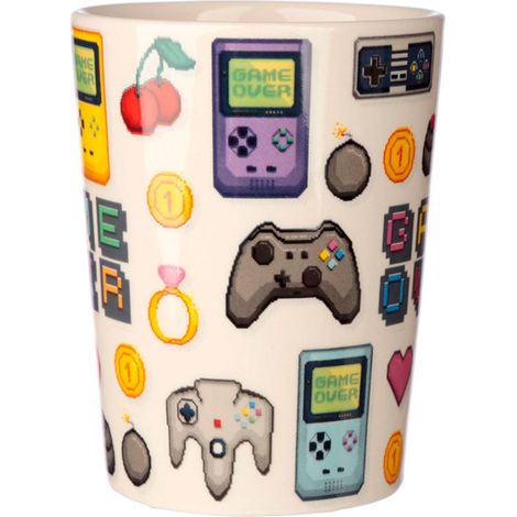 Mug à anse pixel pour gamers, design joystick, 325 ml