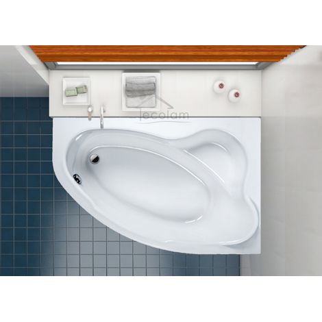 ECOLAM Baignoire d'angle Comfort 170x110 cm droite + bonde vidange et trop-plein automatique pieds + silicone (1/5)