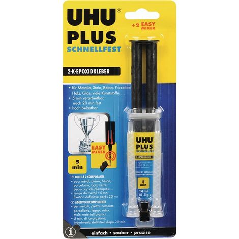UHU Plus Schnellfest adhesivo bicomponente incoloro 15,5 g