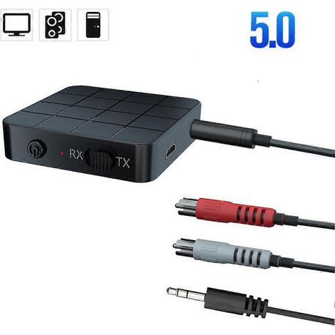 Récepteur/émetteur audio Bluetooth 5.0 avec interface AUX 3,5 mm, RCA et USB adaptateur sans fil stéréo avec microphone compatible avec les voitures, les téléviseurs, les ordinateurs et les casques (1/5)