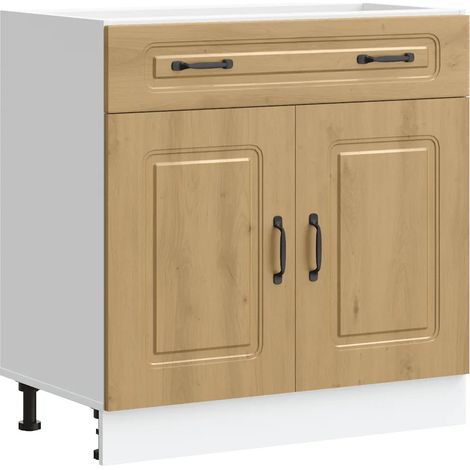 Mobile contenitore da cucina moderno 80 x 46 x 81,5 cm piedini regolabili finitura in rovere composito realizzato artigianalmente 020049929