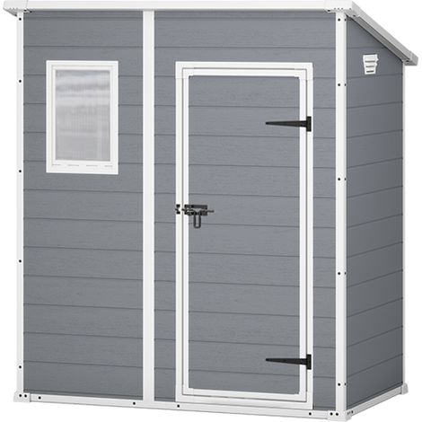 KETER Caseta jardín MANOR PENT 6x4 EXTERIOR cobertizo de almacenamiento ordenación de madera acero metal resina 184x111x201 WxDxH cm (1/10)