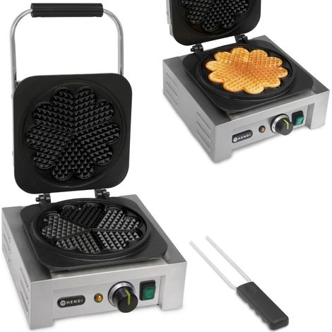 Gofrera profesional, roseta, 5 gofres en forma de corazón, diámetro 215 mm, 2200 W (1/3)