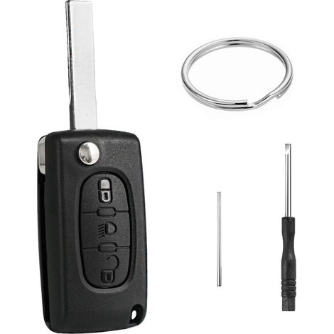 1 Coque clé 3 boutons,CE0523,lame HU83 vierge,plastique ABS et alliage de zinc,pour Citroën et Peugeot (1/5)