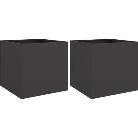 Vaso rialzato per fioriere piante fiori giardino terrazze set da 2 42 x 40 x 39 cm acciaio nero 020038976