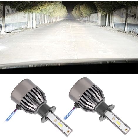 Lot de 2 ampoules LED H3 60W à lumière blanche pour phares de voiture, lumière super concentrée, driver intégré G21 (1/5)