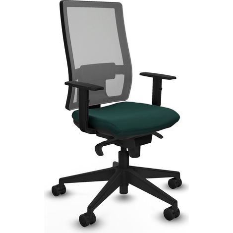 Horna sincro malla gris similpiel verde botella brazos 1D base piramidal  ruedas 65mm nailon (1/5)