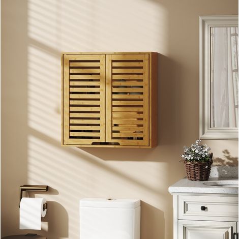 OKMYHOME Bambus-Badezimmerschrank zur Wandmontage, 60 x 20 x 60 cm, Natur (1/5)