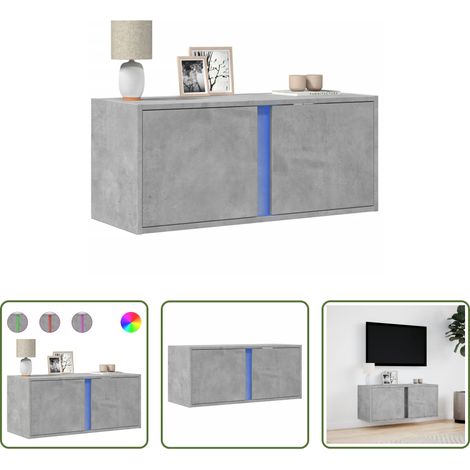 LED-Beleuchtung - TV-Wandschrank mit LED-Beleuchtung Betongrau 80x31x35 cm (1/5)