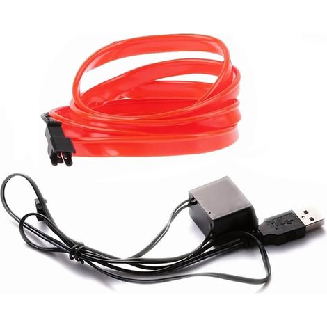 Bande LED de 3 m pour intérieur de voiture, flexible avec câble USB, éclairage d'ambiance néon universel unique et tendance, rouge