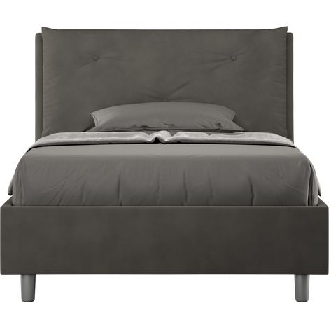 Letto 1 Piazza E Mezzo 120x210 cm con Rete e Contenitore Imbottito in Microfibra Appia Large Grigio (1/5)