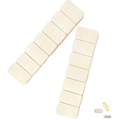 Lot de 2 piluliers hebdomadaires, très grand format (7 jours), idéal pour les voyages, pour l'huile de poisson, les comprimés de calcium, les compléments alimentaires et autres vitamines. (1/5)