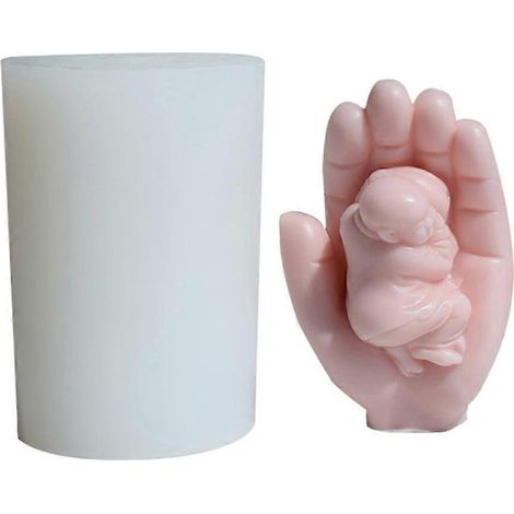Moule à bougie en silicone pour enfants - Design unique en forme de paume de Bouddha en 3D (1 pièce) (1/4)