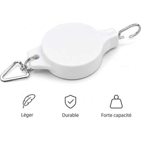 Poulie de Suspension pour Plantes Reglable 2 Pieces Crochet Telescopique 20-90 cm Charge 10 kg Blanc Pot de Fleurs (1/5)