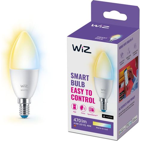 ampoule LED Connectée Wi-Fi, Flamme E14, Nuances de Blanc, équivelent 40W, 470 lumen (1/5)