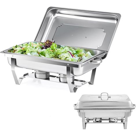 Chafing Dish 9L Buffets Chauffants en Acier Inoxydable avec Porte-Combustible pour Maison Restaurants Fêtes Mariages Pique-Niques