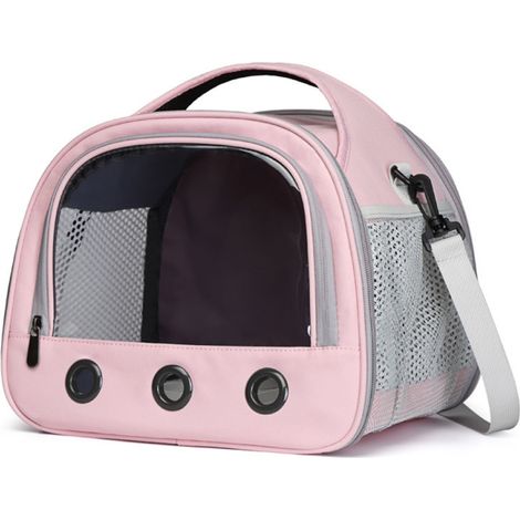 Bolsa de transporte portátil y transpirable para hámsteres, cobayas y otros animales pequeños, con ventana de visualización y correa para el hombro. También apta para conejos y otros animales pequeños (1/5)