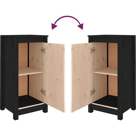 Credenza buffet cassettiera mobile contenitore organizer cucina soggiorno soggiorni set da 2 39 x 35 x 80 cm legno massello di pino nero 020036898