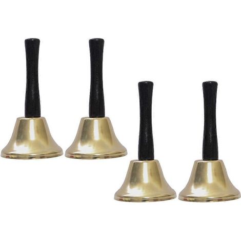 Lot de 4 cloches à main de table en métal, décorations de Noël pour restaurants. (1/5)