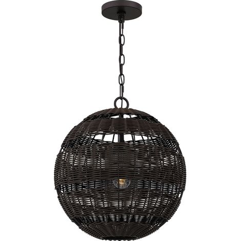Elstead Quoizel Lindendale Plafonnier suspendu sphérique contemporain bronze occidental IP44 1x E27