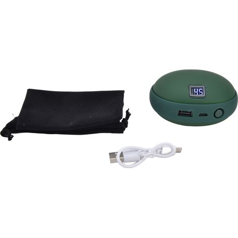 Mini Chauffage Mains USB Rechargeable 10000mAh - Chauffant Portable 2 en 1 pour Hiver Vert (1/5)
