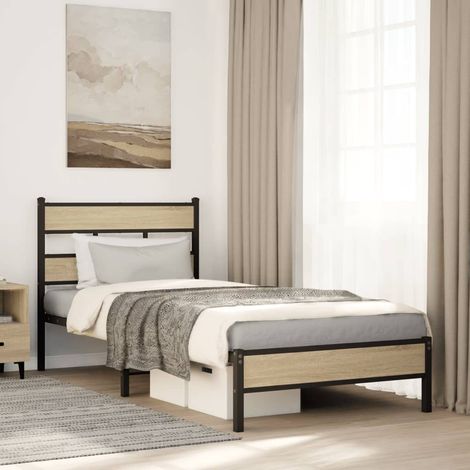 Estructura de cama sin colchón madera roble  100x190 cm