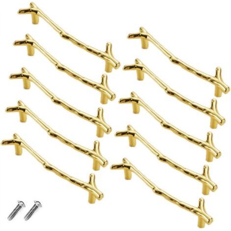 Lot de 10 boutons de tiroir vintage en alliage de zinc pour armoire, tiroir, maison de campagne, chalet(96mm,or) (1/5)