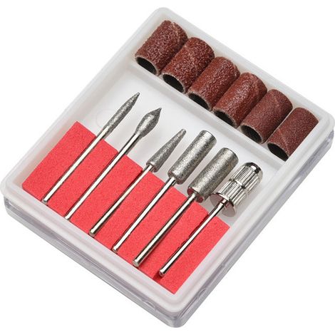 12pcs/set Nail Drill Bits Sanding Bands File Kit 2.3mm (3/32in) Shank Diameter Grinding Head Grinding Polishing Shaping Machine Rotary Tool Kits