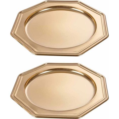 Lot de 2 Plateaux Déco "Octogonaux" 30cm Or (1/2)