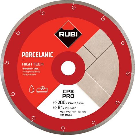 Rubi - Disco de diamante para gres porcelánico J-SLOT 200 x 25,4 x 1,6mm - CPX-200 PRO