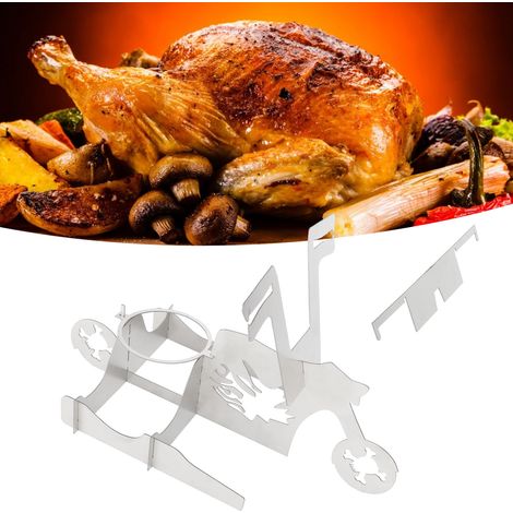 Support à Poulet Portable en Acier Inoxydable, Gril et Porte-Canette pour Barbecue en Famille (1/5)