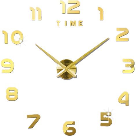 Horloge murale à faire soi-même, sans cadre, effet miroir 3D, grand format, stickers muraux silencieux pour la décoration du salon et de la maison (1/5)