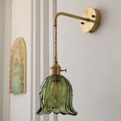 Applique murale à lumière chaude LED 4W, lampe décorative en verre réglable avec fil suspendu, lampe de chevet verte (1/5)