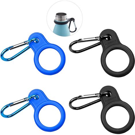 4 boucles de bouteille d'eau en porte-bouteille sécurisé avec mousqueton crochet portable pour le camping les voyages et Silicone (1/4)