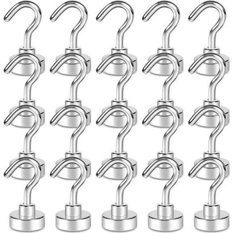 20er-Pack Magnethaken, 1,5 kg + starker Magnet mit Kühlschrankhaken, robuster Kreuzfahrthaken für die Decke, magnetischer Haken (1/4)