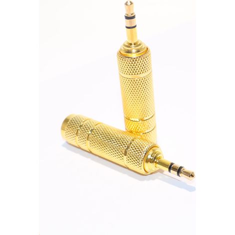 3,5"-Stecker auf 6,35"-Buchse Stereo-Audioadapter, klein auf groß, Zweikanal, 3,5" vergoldet auf 6,35" Ganzmetall. (1/4)