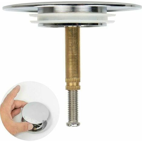 Bath plug, Ø 70 mm, with double seal, height-adjustable, universal bath plug, wash basin fitting, hardened brass with chrome finish, stainless tub drain MUMU (1/4)