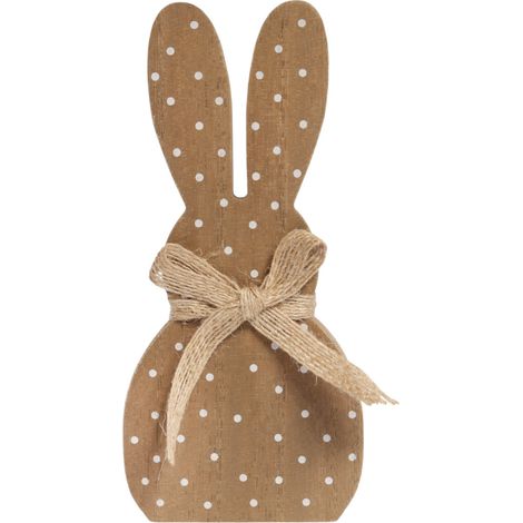 Coniglietto pasquale in legno a pois, 17 cm (1/4)