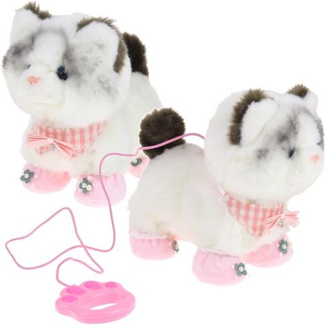 Gattino interattivo che cammina al guinzaglio, gatto di peluche che cammina e miagola (1/5)