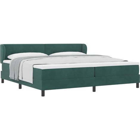 Maison Exclusive - Letto a molle con testiera Verde scuro 200 x 200 cm Velluto (1/5)