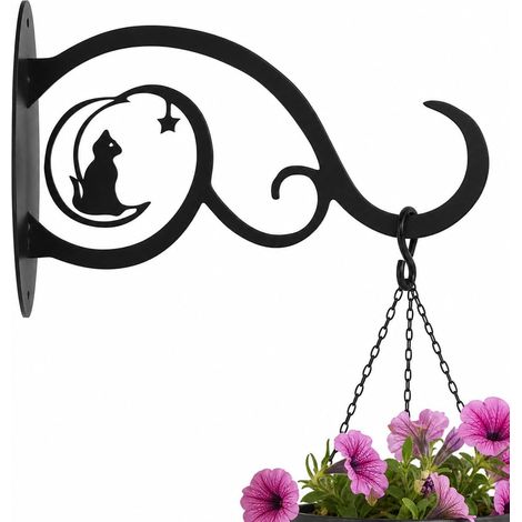 1pc Crochet mural fer noir, pour pots fleurs/plantes suspendues/lanternes/mangeoires oiseaux (1/5)