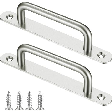 2 pièces poignée de porte coulissante en acier inox, 192 mm, pour grange, armoire ou placard. (1/5)