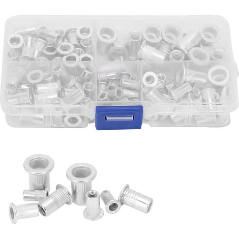 100 écrous à sertir en aluminium, filetés, 6-32/8-32/10-24/10-32 1/4-20 (1/5)