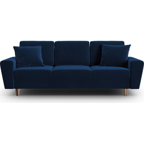 Canapé convertible + box 3 places en velours bleu roi (1/5)