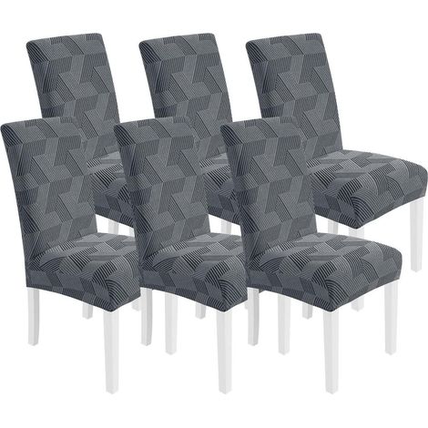 Stretch Stuhlhussen 6er Set, elastisch, hellgrau, für Esszimmerstühle (1/5)