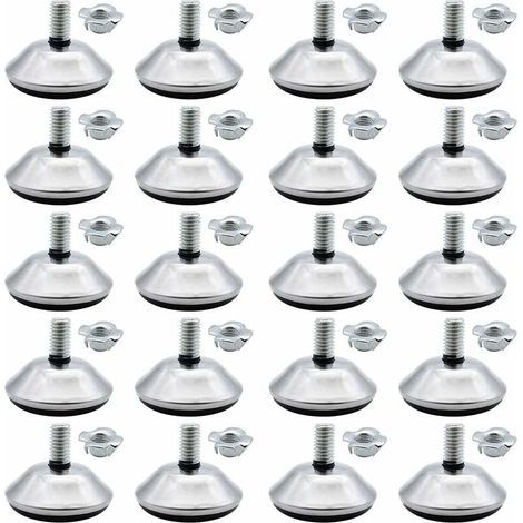 20 Pieces Pieds Vérin de Meuble M8 x 30 mm Pied de Nivellement Pieds de Meubles d’Ajustage Vis de Réglage Niveleur Plancher Protecteur pour Pieds de Meuble Chaise Table avec M8 Écrou à Griffes, Ensole (1/5)