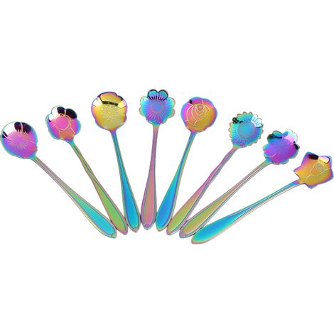 Cuillère À Café En Acier Inoxydable Forme De Fleur Pour Thé Et Glace Ensemble De 8 Pièces (1/5)