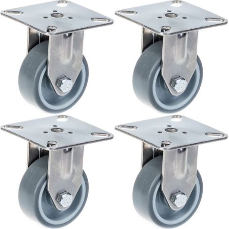 Rollen - 50 mm - Graugummi - Edelstahl - Fest - Set von 4